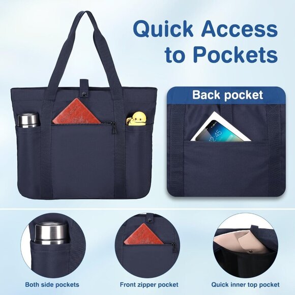 Women Tote Bag Polyester Large Capacity Foldable Travel Work Beach - Picture 5 of 7